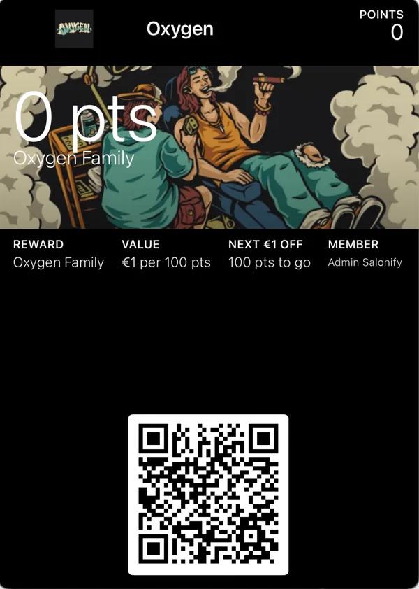 Carte de fidélité Oxygen dans le Wallet